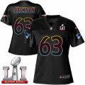 Womens Nike New England Patriots #63 Tre Jackson Game Black Fashion Super Bowl LI 51 NFL Jersey