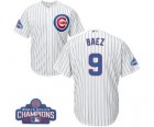 Youth Majestic Chicago Cubs #9 Javier Baez Authentic White Home 2016 World Series Champions Cool Base MLB Jersey