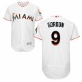 Mens Majestic Miami Marlins #9 Dee Gordon White Flexbase Authentic Collection MLB Jersey