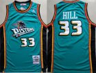Pistons #33 Grant Hill Teal 1998-99 Hardwood Classics Jersey