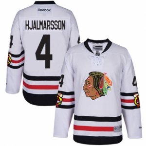 Youth Reebok Chicago Blackhawks #4 Niklas Hjalmarsson Authentic White 2017 Winter Classic NHL Jersey