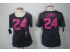 Nike Womens Seattle Seahawks #24 Marshawn Lynch Dark grey Jerseys(breast Cancer Awareness)