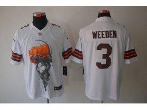 Nike NFL Cleveland Browns #3 Brandon Weeden White Jerseys(Helmet Tri-Blend Limited)