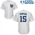 Men's Majestic New York Yankees #15 Thurman Munson Authentic White Home MLB Jersey