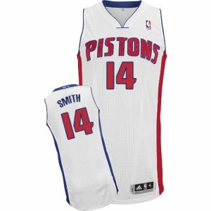 Mens Adidas Detroit Pistons #14 Ish Smith Authentic White Home NBA Jersey