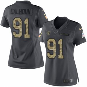 Women\'s Nike Oakland Raiders #91 Shilique Calhoun Limited Black 2016 Salute to Service NFL Jersey