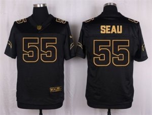 Nike San Diego Chargers #55 Junior Seau Black Pro Line Gold Collection Jersey(Elite)