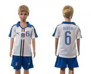 Italy #6 Baresi White Away Kid Soccer Country Jersey