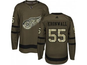 Youth Adidas Detroit Red Wings #55 Niklas Kronwall Green Salute to Service Stitched NHL Jersey