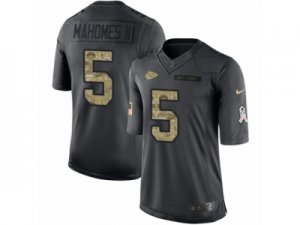 Mens Nike Kansas City Chiefs #5 Patrick Mahomes II Limited Black 2016 Salute to Service NFL Jersey