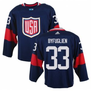 Youth Adidas Team USA #33 Dustin Byfuglien Premier Navy Blue Away 2016 World Cup Ice Hockey Jersey