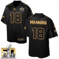 Nike Denver Broncos #18 Peyton Manning Black Super Bowl 50 Men Stitched NFL Elite Pro Line Gold Collection Jersey