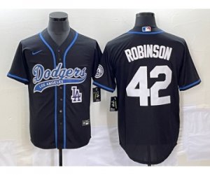 Men\'s Los Angeles Dodgers #42 Jackie Robinson Black Cool Base Stitched Baseball Jersey1