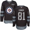 Mens Adidas Winnipeg Jets #81 Kyle Connor Authentic Black 1917-2017 100th Anniversary NHL Jersey