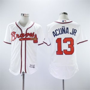 Braves #13 Ronald Acuna Jr. White Flexbase Jersey