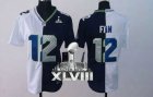 Nike Seattle Seahawks #12 Fan Steel Blue-White Super Bowl XLVIII Women NFL Elite Split Jersey