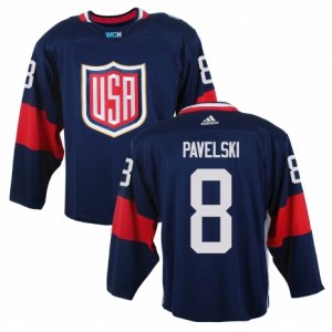 Youth Adidas Team USA #8 Joe Pavelski Premier Navy Blue Away 2016 World Cup Ice Hockey Jersey