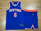 Knicks #6 Kristaps Porzingis Blue Nike Swingman Jersey(With Shorts)