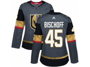 Women Adidas Vegas Golden Knights #45 Jake Bischoff Authentic Gray Home NHL Jersey