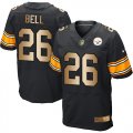 Nike Pittsburgh Steelers #26 LeVeon Bell Black Team Color Mens Stitched NFL Elite Gold Jersey