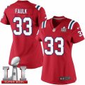 Womens Nike New England Patriots #33 Kevin Faulk Elite Red Alternate Super Bowl LI 51 NFL Jersey
