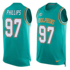 Nike Miami Dolphins #97 Jordan Phillips Aqua Green Team Color Men Stitched NFL Limited Tank Top Jersey