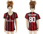 2017-18 AC Milan 80 RONALDINHO Home Women Soccer Jersey