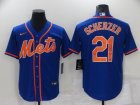 Mets #21 Max Scherzer Royal Nike Cool Base Jersey