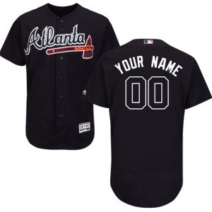 Atlanta Braves Navy Mens Customized Flexbase Jersey