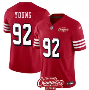 Men\'s San Francisco 49ers #92 Chase Young Red 2023 F.U.S.E. NFC West Champions Alternate Football Stitched Jersey