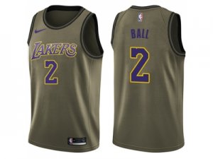 Men Nike Los Angeles Lakers #2 Lonzo Ball Green Salute to Service NBA Swingman Jersey