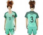 Womens Portugal #3 Pepe Away Soccer Country Jersey