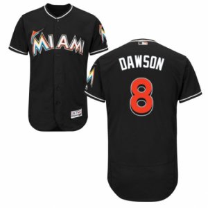 Mens Majestic Miami Marlins #8 Andre Dawson Black Flexbase Authentic Collection MLB Jersey