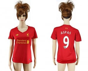 Womens Liverpool #9 Aspas Red Home Soccer Club Jersey