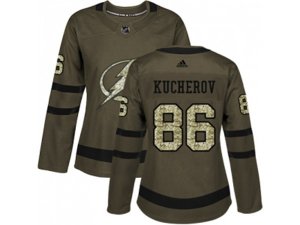 Women Adidas Tampa Bay Lightning #86 Nikita Kucherov Green Salute to Service Stitched NHL Jersey