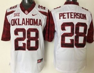 NCAA Oklahoma Sooners #28 Adrian Peterson white New XII Stitched Jersey