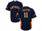 Men Houston Astros #11 Evan Gattis Navy 2018 Gold Program Cool Base Stitched Baseball Jersey