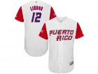 Mens Puerto Rico Baseball #12 Francisco Lindor Majestic White 2017 World Baseball Classic Authentic Jersey