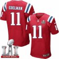 Mens Nike New England Patriots #11 Julian Edelman Elite Red Alternate Super Bowl LI 51 NFL Jersey