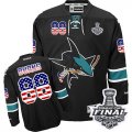 Mens Reebok San Jose Sharks #88 Brent Burns Premier Black USA Flag Fashion 2016 Stanley Cup Final Bound NHL Jersey