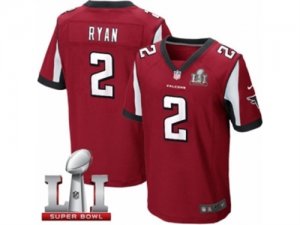 Mens Nike Atlanta Falcons #2 Matt Ryan Elite Red Team Color Super Bowl LI 51 NFL Jersey