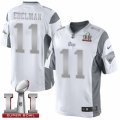 Mens Nike New England Patriots #11 Julian Edelman Limited White Platinum Super Bowl LI 51 NFL Jersey