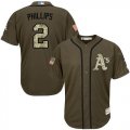 Oakland Athletics #2 Tony Phillips Green Salute to Service Stitched Baseball Jersey