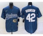 Men's Los Angeles Dodgers #42 Jackie Robinson Number Blue Pinstripe Cool Base Stitched Baseball Jersey