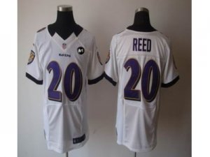 Nike Baltimore Ravens #20 Ed Reed white white jerseys[Elite Art Patch]