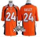 Nike Denver Broncos #24 Champ Bailey Orange Team Color With C Patch Super Bowl XLVIII NFL Game Jersey