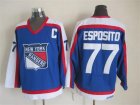 NHL New York Rangers #77 Phil Esposito Blue Throwback Stitched Jerseys