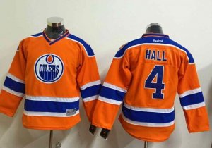 Youth NHL Edmonton Oilers #4 Hall Orange Stitched jerseys