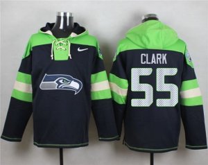 Nike Seattle Seahawks #55 Frank Clark Steel Blue Player Pullover Hoodie