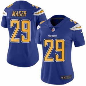 Women\'s Nike San Diego Chargers #29 Craig Mager Limited Electric Blue Rush NFL Jersey